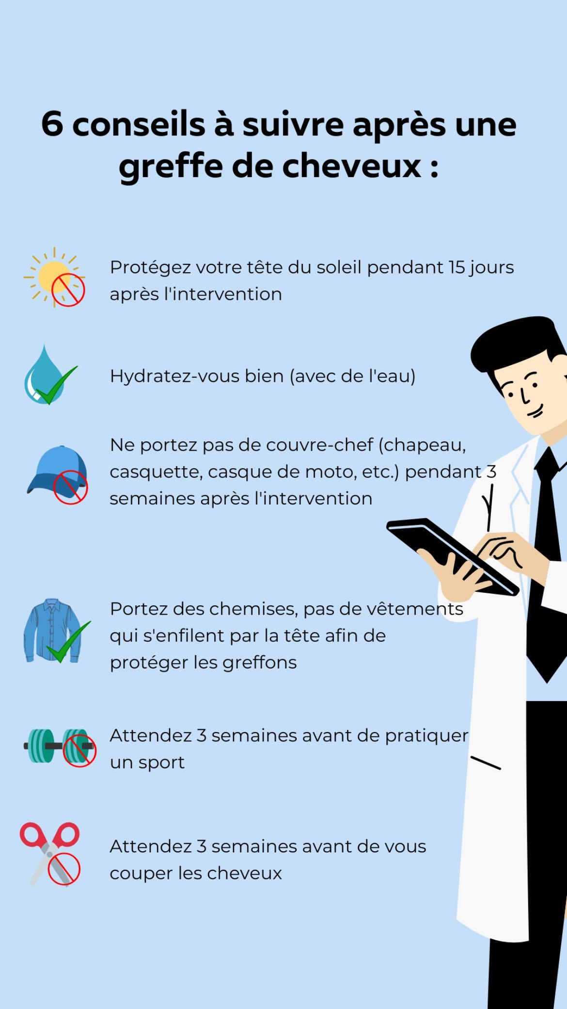 6 conseils à suivre après une greffe de cheveux